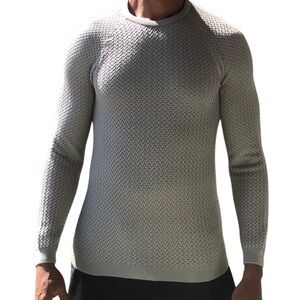 ASOS Gray Crewneck Sweater with Textured Knit - Muscle fit —#043